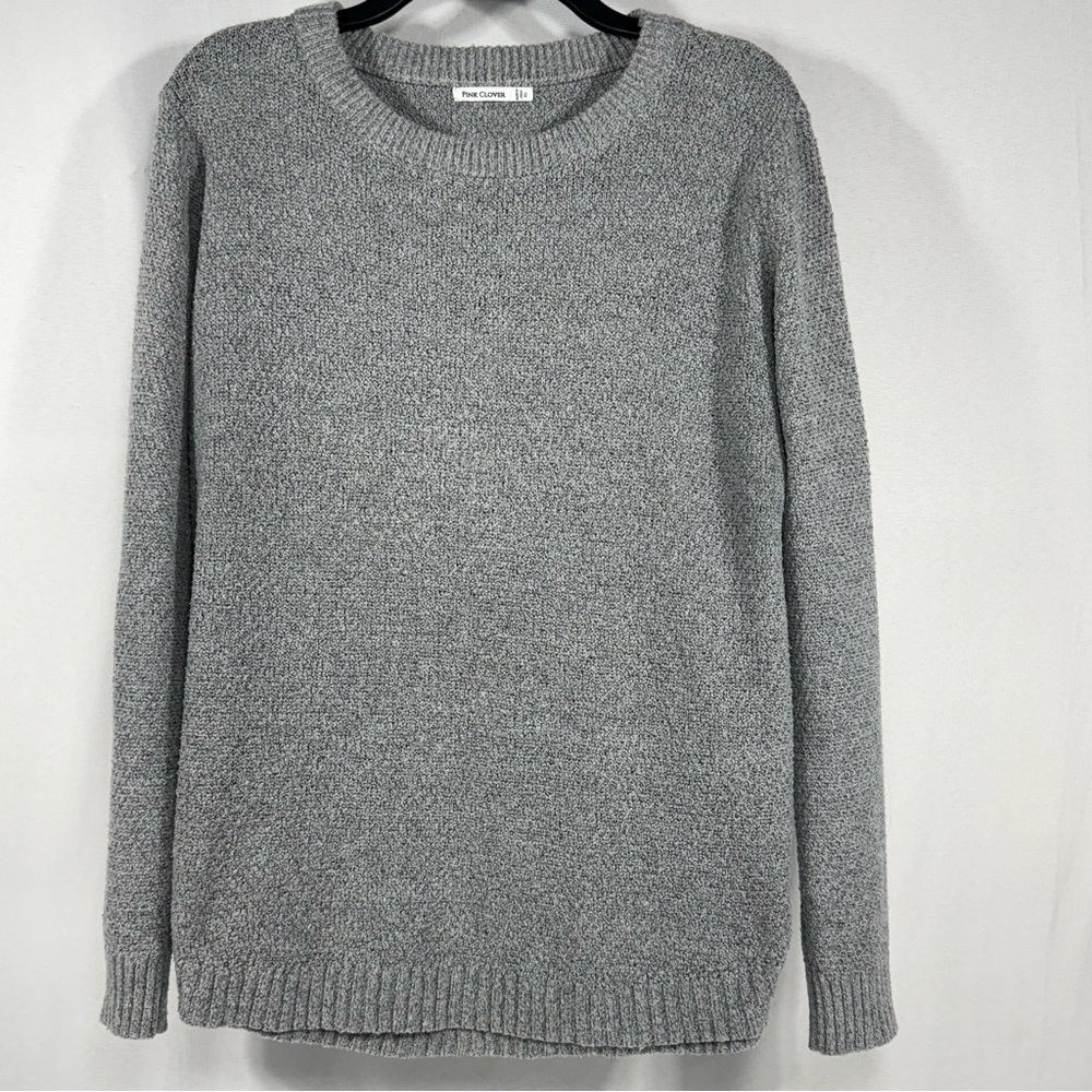 Marled Popcorn Knit Pink Clover Gray Crew Neck Pullover Sweater XL Extra Large - Picture 2 of 10